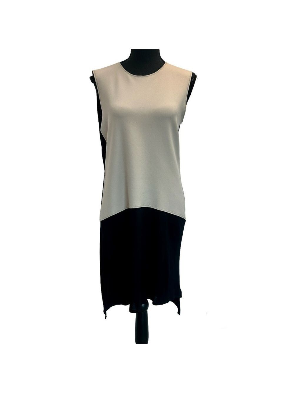 Marie Saint Pierre black beige sleeveless sheath shift dress